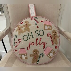 Oh So Jolly Holiday Christmas Gingerbread Pillow by Cupcakes & Cashmere NWT